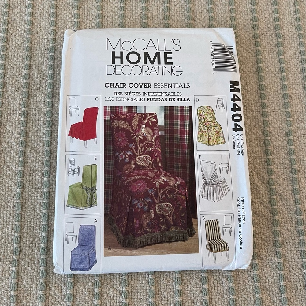 NEW - McCall's Elegant Chair Cover - Sewing Pattern
